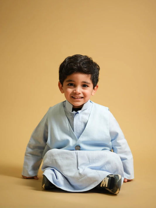 Al firdos X Ajeeb Set - Blue Linen