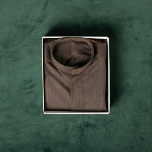 Al firdous Men's Winter Dishdasha - Brown - Regular