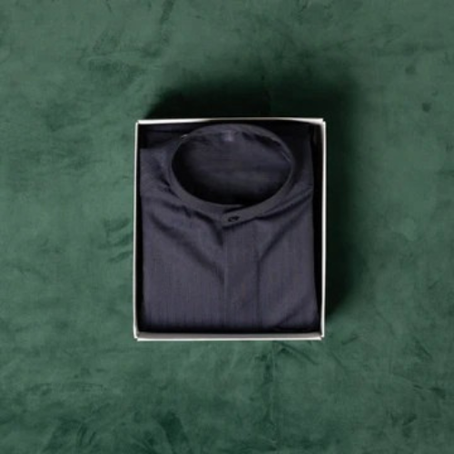 Al firdous Men's Winter Dishdasha - Navy Blue- Regular