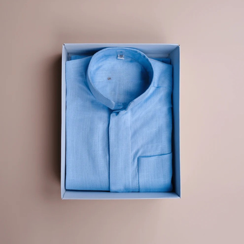 Men's Linen Dishdasha -Blue